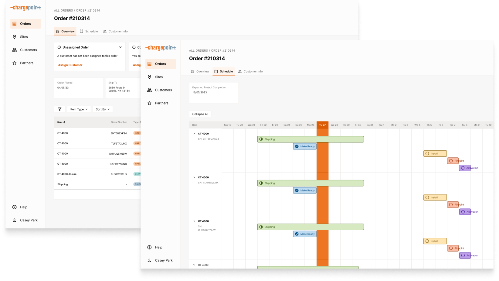 Order and order timeline views